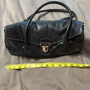 Prada Black Leather Shoulder Bag | Silver Hardware | Classic Italian Design